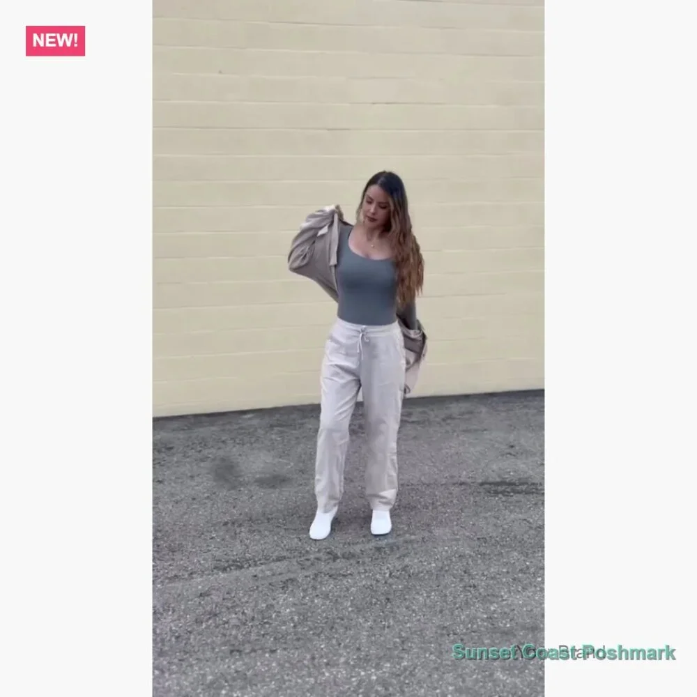 Linen Tapered Pants High Waisted Drawstring Casual Joggers - Picture 7 of 7